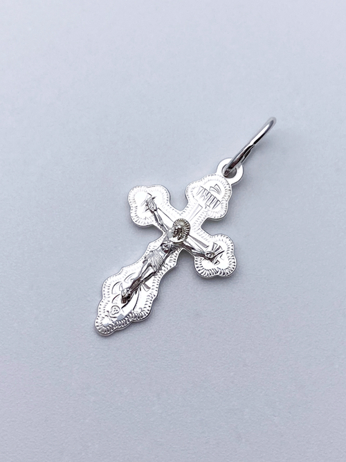 Крест из серебра/Без покрытия/С подвижным ухом/С алмазной огранкой