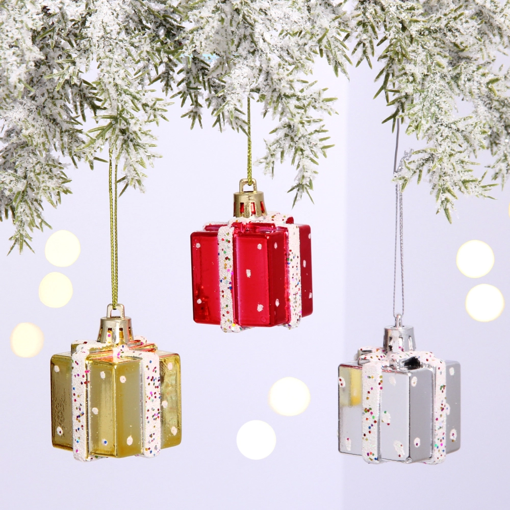 Ёлочные игрушки «Подарочек» 3,5см микс цветов (набор 3шт)