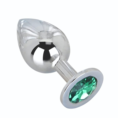 Большой стальной плаг с зеленым кристаллом Green Lime - 9,5 см. (Цвет: зеленый)