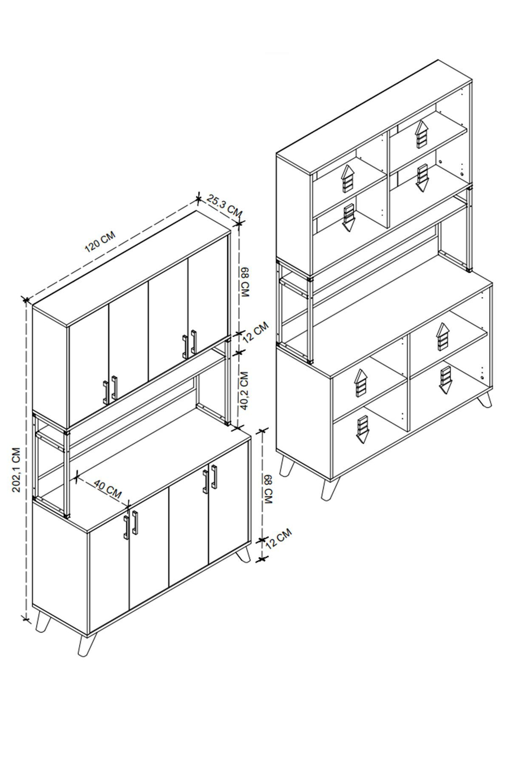 Стеллаж CAGLA с 9 выдвижными ящиками - белый