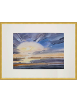 Картина акварельная авторская в паспарту 21х30 см на стену для интерьера "Танец света"