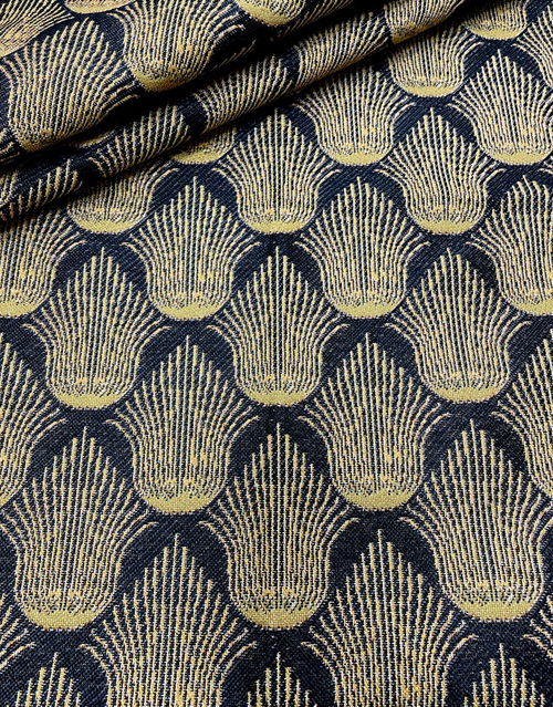 Гобеленовая ткань Золотые колосья на чёрном фоне ширина 175 см