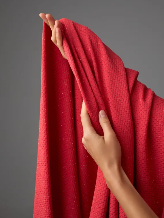 Микрофибра фактурная, жаккард, Турция, красный/золото