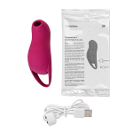 Малиновый вакуум-волновой стимулятор клитора с вибрацией 13,9см Satisfyer Pocket Pro 1