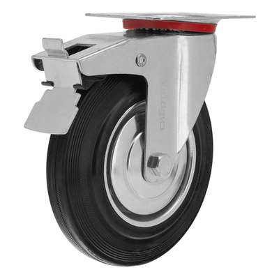 Колесо поворотное с тормозом D 160 мм, крепление платформенное Сибртех