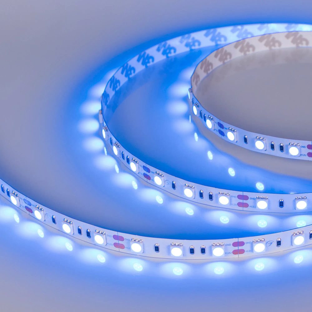 Светодиодная лента RT 2-5000 12V Blue 2x (5060, 300 LED, LUX) (Arlight, 14.4 Вт/м, IP20) 012336