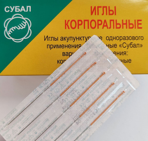 Иглы акупунктурные 0.30x50 мм (ручка из меди) (5 шт)