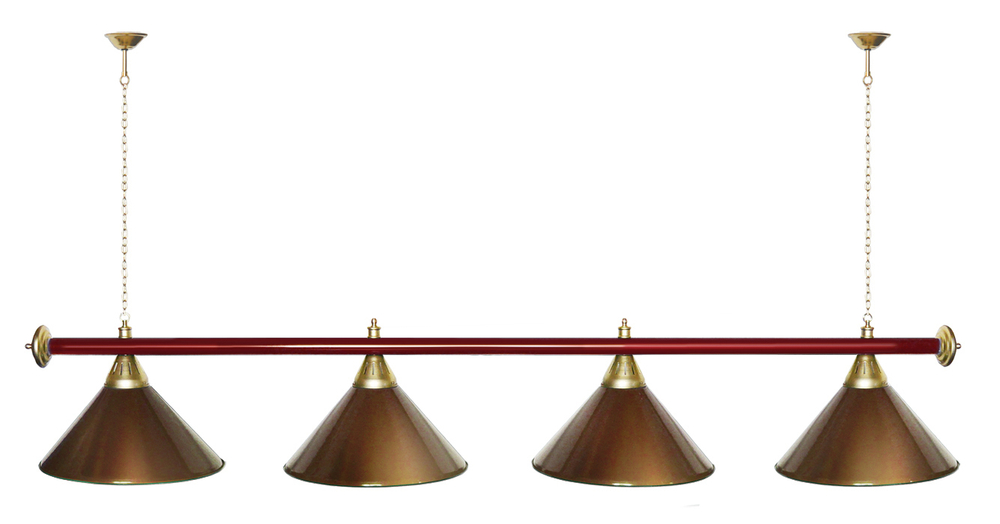 Лампа STARTBILLIARDS 4 пл. (плафоны зеленые,штанга зеленая,фурнитура золото)