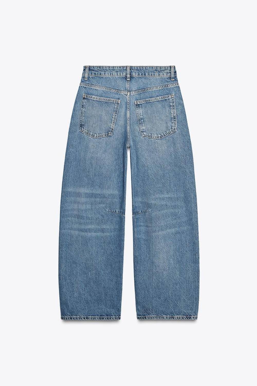 ZARA ДЖИНСЫ TRF BAGGY BALLOON СО СРЕДНЕЙ ПОСАДКОЙ, СЕРО-СИНИЙ