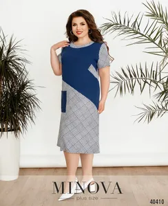 Платье 435-джинсовая-клетка Minova