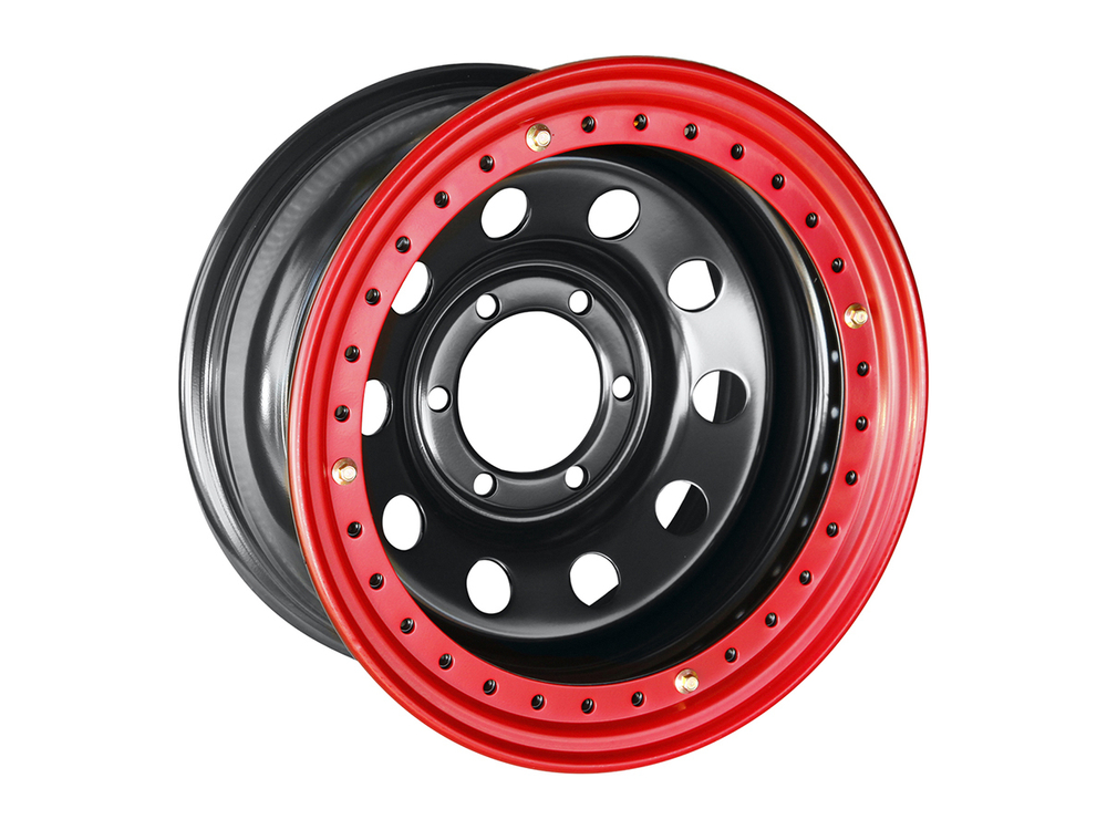 Диск усиленный стальной черный 6x139,7 8xR16 d110 ET-19 с бедлоком (красный)