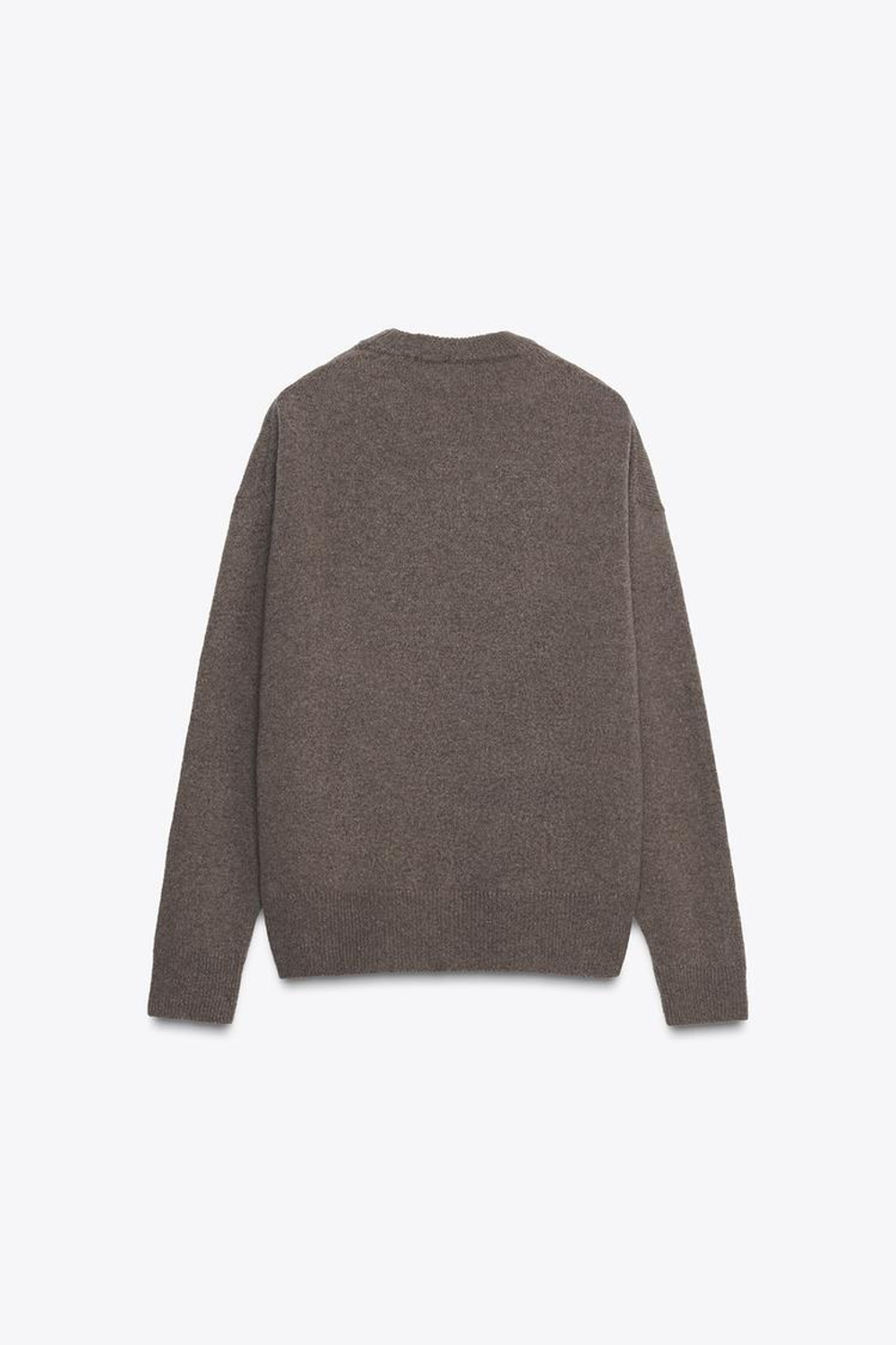 ZARA ДЖЕМПЕР ИЗ КАШЕМИРА И ШЕРСТИ С ДЛИННЫМИ РУКАВАМИ, СЕРО-КОРИЧНЕВЫЙ