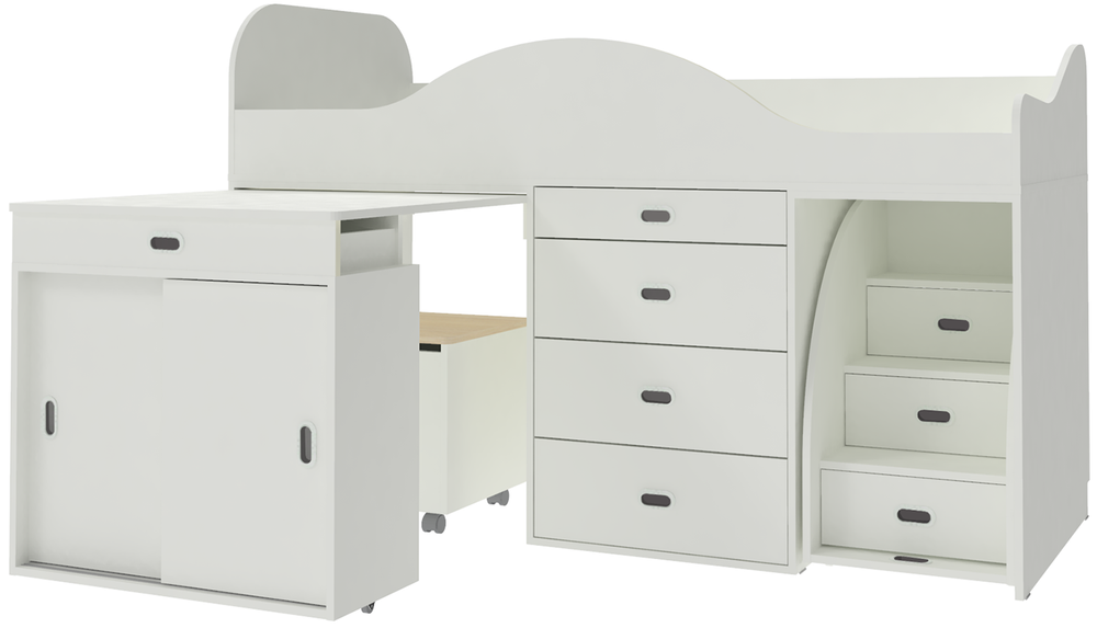 Кровать-чердак КарИВи Малыш Люкс Белый  Белый