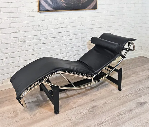 Кресло-шезлонг Chaise Lounge, черная натуральная кожа