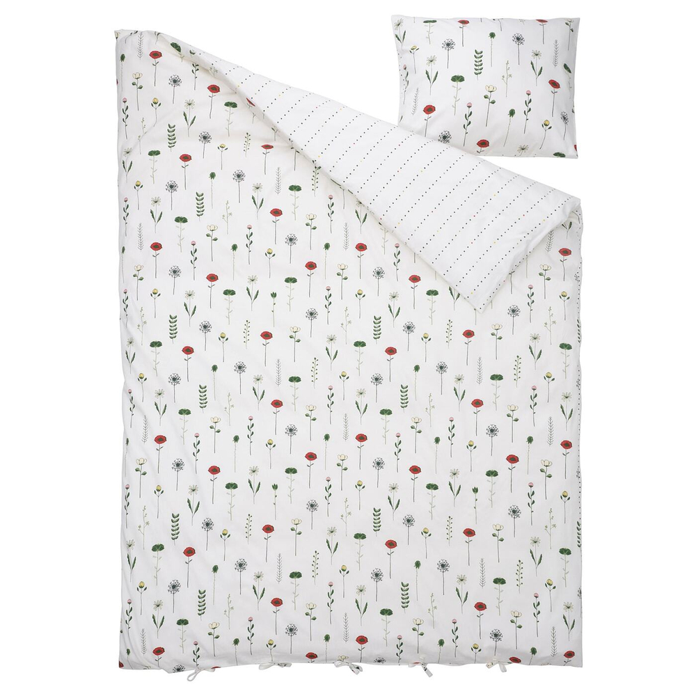 IKEA NATTSLÄNDA  (ИКЕА НАТТСЛÄНДА)  -  Пододеяльник и наволочка, многоцветный цветочный рисунок, 150x200/50x60 см
