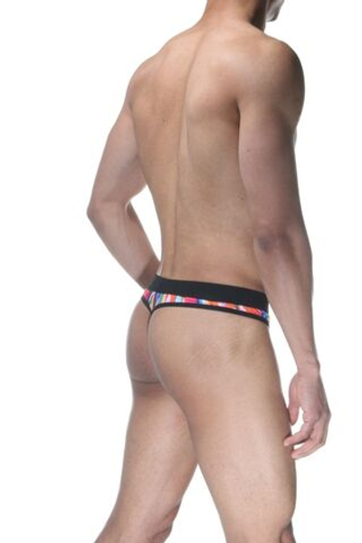 Мужские трусы-стринги с принтом в виде мазков краски (Размер: M) (Цвет: разноцветный)