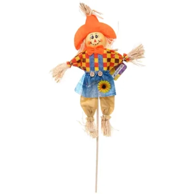Фигура садовая «Пугало - Джина» в оранжевой шляпе 30 (50) см ДоброСад