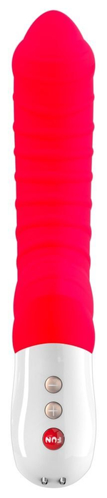 Красный вибратор с рёбрышками Tiger - 22,3 см. (Цвет: красный)