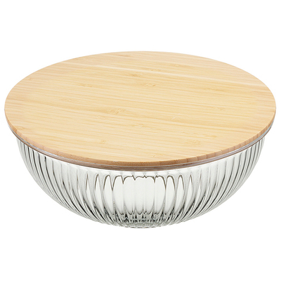 Чаша стеклянная с бамбуковой крышкой harmy, 3,5 л