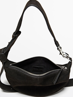 Massimo Dutti Мини-сумка через плечо из замши-сплита, шоколадный