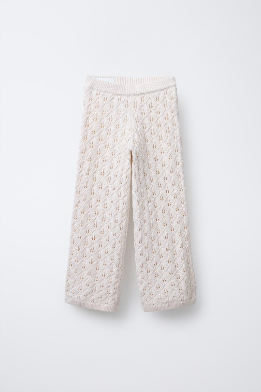 ZARA ТРИКОТАЖНЫЕ БРЮКИ ПРЯМОГО КРОЯ, ЭКРЮ