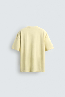 ZARA ФУТБОЛКА RELAXED FIT, СВЕТЛО-ЖЕЛТЫЙ