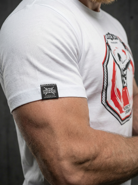 Футболка спортивная хлопковая мужская белая LEGENDA ЧЕМПИОН