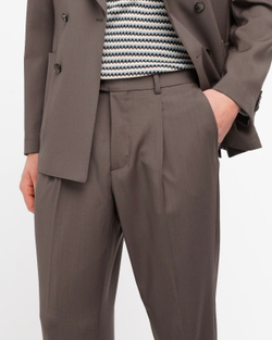 Мужской двубортный костюм (кофейный) Б71