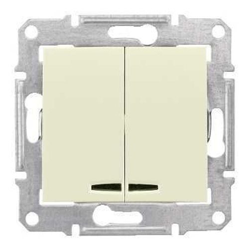 Выключатель двухклавишный бежевый с индикацией Schneider Electric (10 шт.)