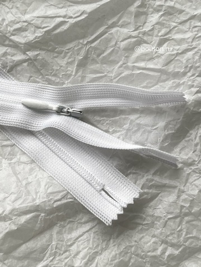 Молния YKK потайная, неразъемная тип 2 белая 501