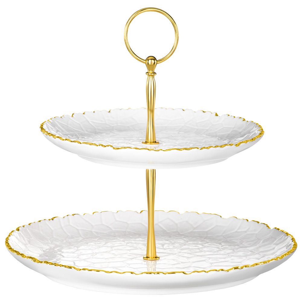 БЛЮДО ДВУХЪЯРУСНОЕ LEFARD "CHARM" 19*2,5 СМ/26*2,5 СМ (С ЗОЛОТОЙ ЛИНИЕЙ)