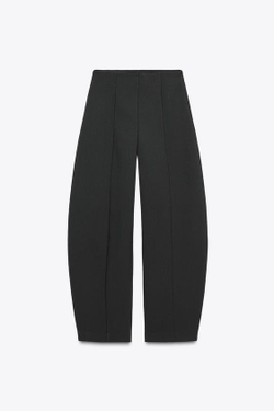 ZARA БРЮКИ-БАНАНЫ С ВЫСОКОЙ ПОСАДКОЙ, ЧЕРНЫЙ