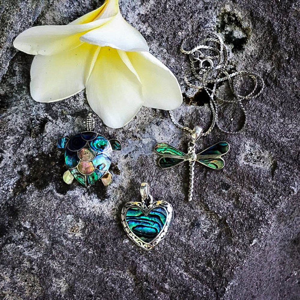 Кулон ЧЕРЕПАХА малый, серебро/цветной перламутр