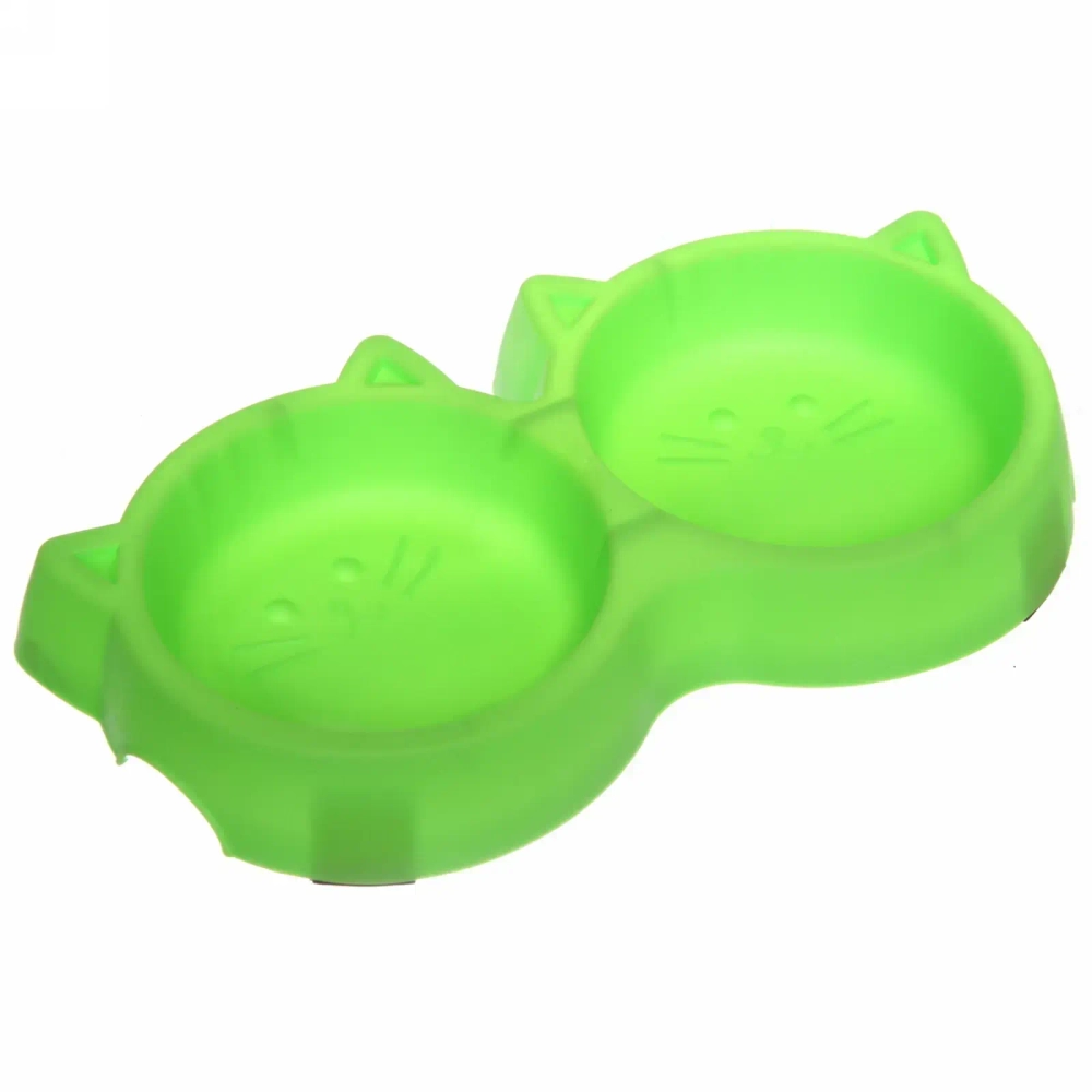 Миска пластиковая двойная «Мр. Томас», цвет зелёный, 27,5*14,5*3,8см