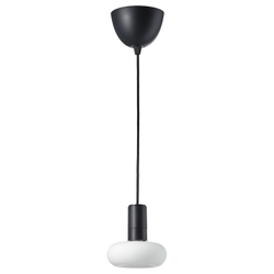 IKEA SUNNEBY  (ИКЕА СУННЕБЙ)  -  / MOLNART Подвесной светильник с лампой, черный/кольцеобразный опаловый белый