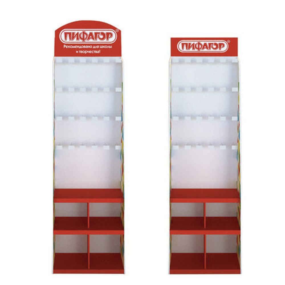 Стойка для размещения товара напольная усиленная ПИФАГОР, 200х60х40 см, 3 полки, 25 крючков, 504864