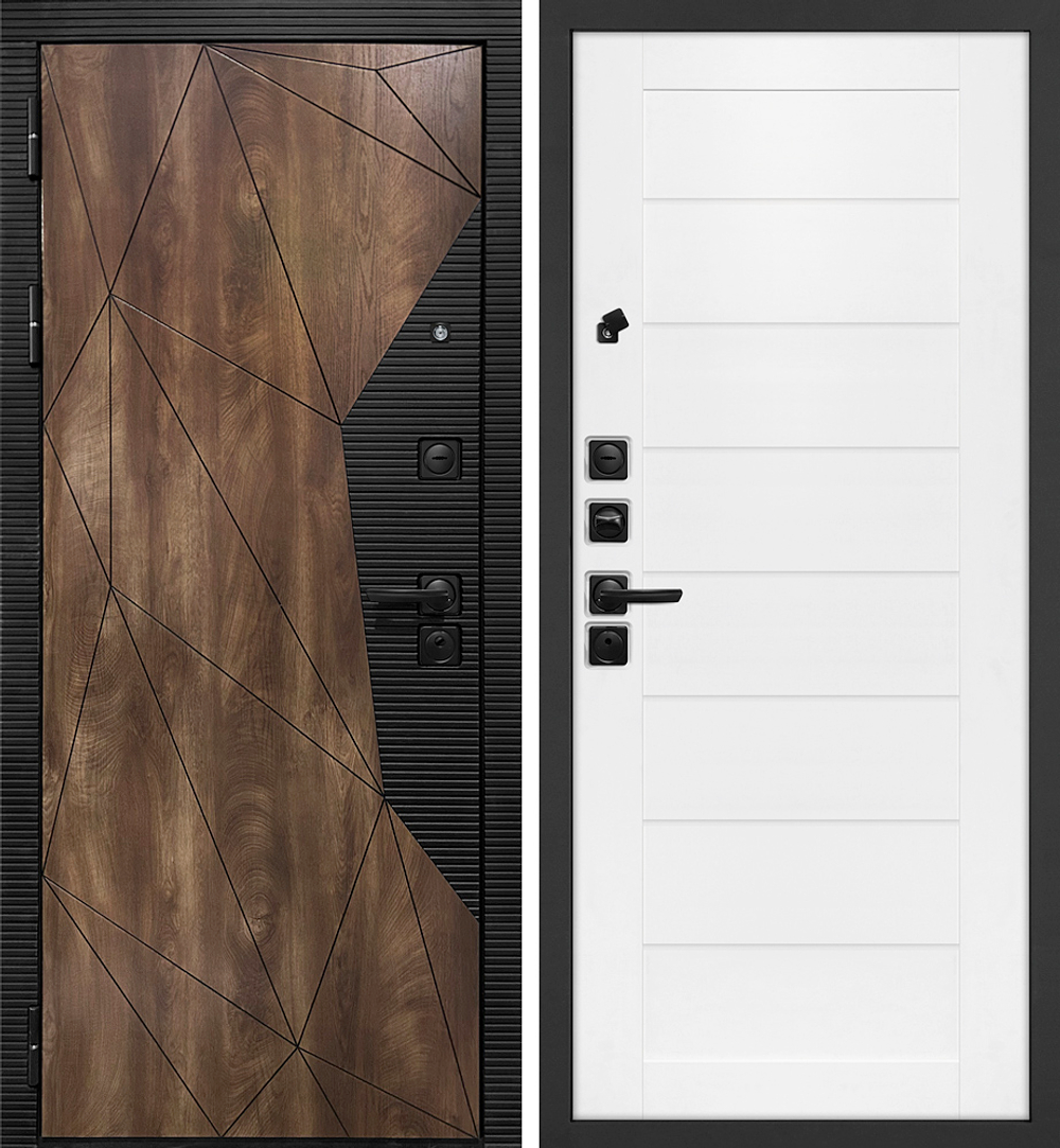 Входная дверь для дома и квартиры из экошпона с патиной - 1144