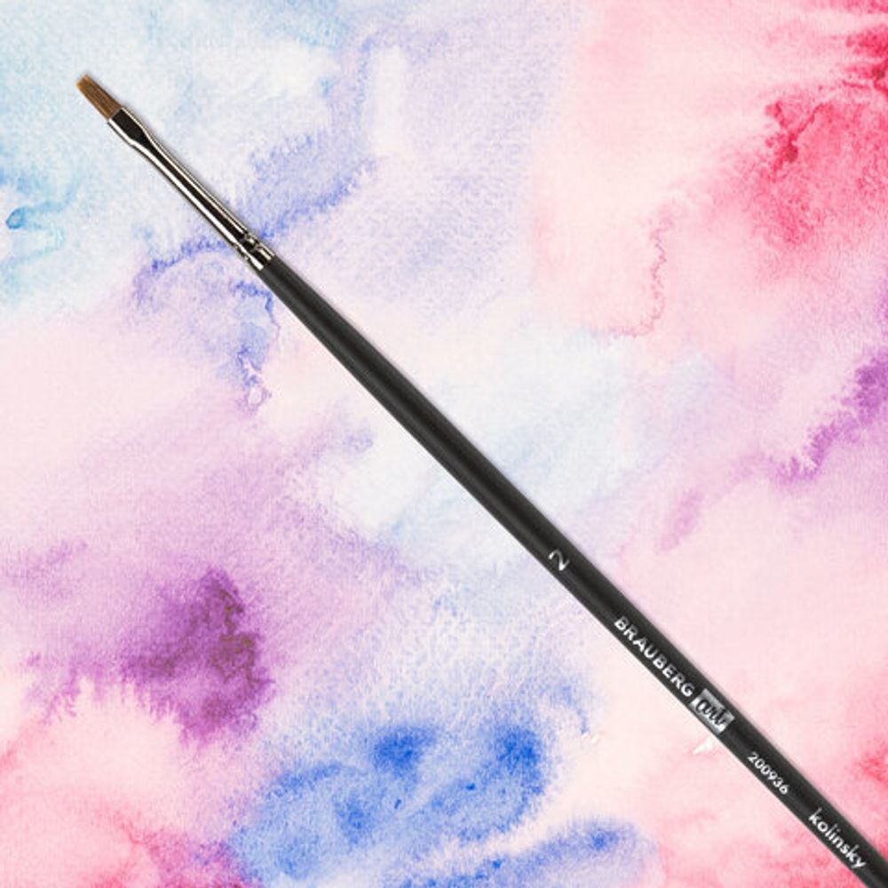 Кисть художественная проф. BRAUBERG ART CLASSIC, колонок, плоская, № 2, длинная ручка, 200936