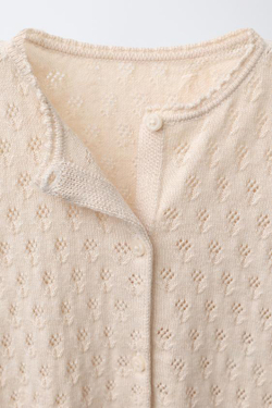 ZARA КОМБИНЕЗОН ИЗ ХЛОПКА, ШЕЛКА И КАШЕМИРА С ОТДЕЛКОЙ В ВИДЕ НОСКА, КРЕМОВЫЙ