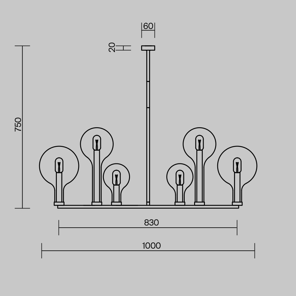 Люстра на штанге Maytoni Status MOD333PL-06BS1