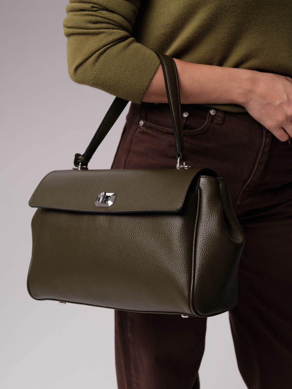 Кожаная сумка Nadi DBR 31356 олива