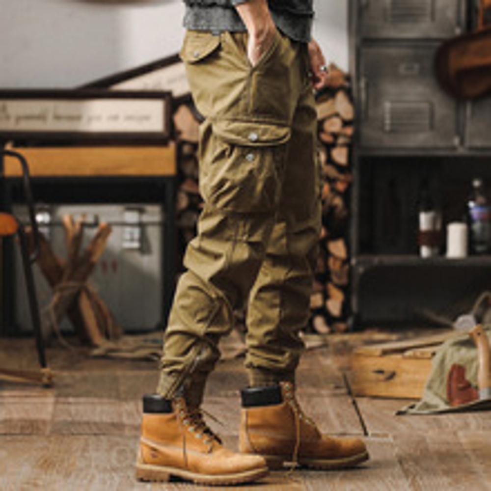 Мужские рабочие брюки в американском ретро-стиле, осенняя коллекция 2025 года, новые свободные повседневные брюки, функциональные тактические джоггеры для активного отдыха.