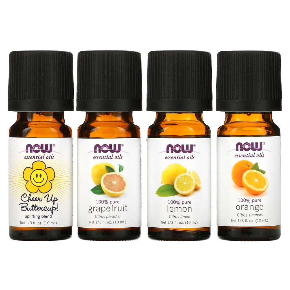 NOW Foods, Solutions, Put Some Pep in Your Step, набор эфирных масел для бодрости, 4 флакона по 10 мл (1,3 жидк. Унции)