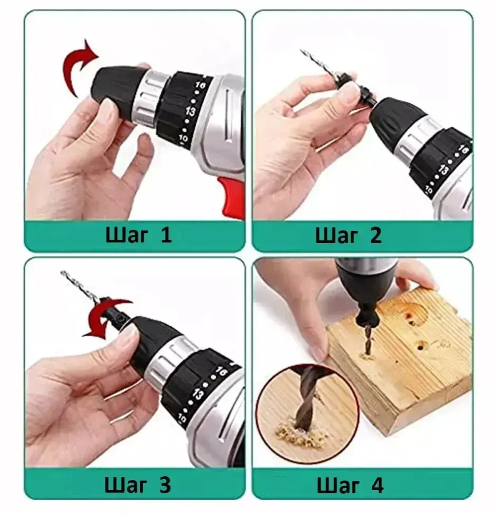 Сверло с зенкером под конфирмат с шестигранным хвостовиком по дереву набор 5 шт. Набор зенковок со сверлами