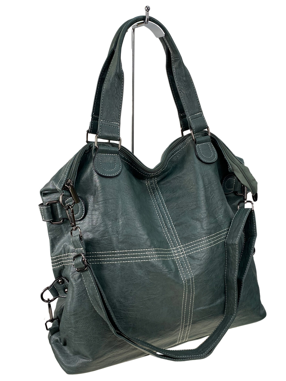 Женская сумка тоут из искусственной кожи, цвет серо-зеленый