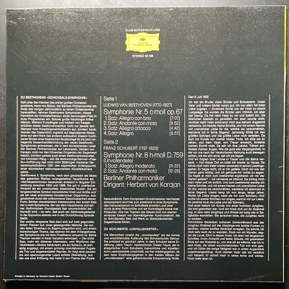 Бетховен - Симфония № 5 / Шуберт - Симфония № 8 (Германия 1973г.)