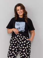 Пижама с брюками КБк-193П/черный-ромашки