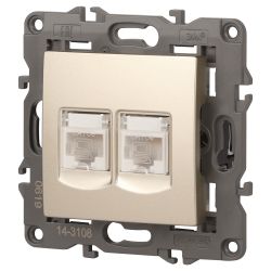 14-3108-04 ЭРА Розетка 2хRJ45, IP20, шампань | Elegance Шампань