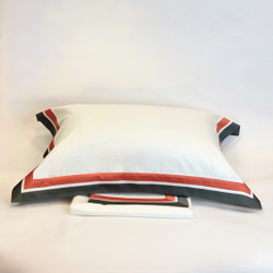 Постельное белье 2 спальное евро Сlaire&Caroll Jacqueline белое с серо-зеленым кантом