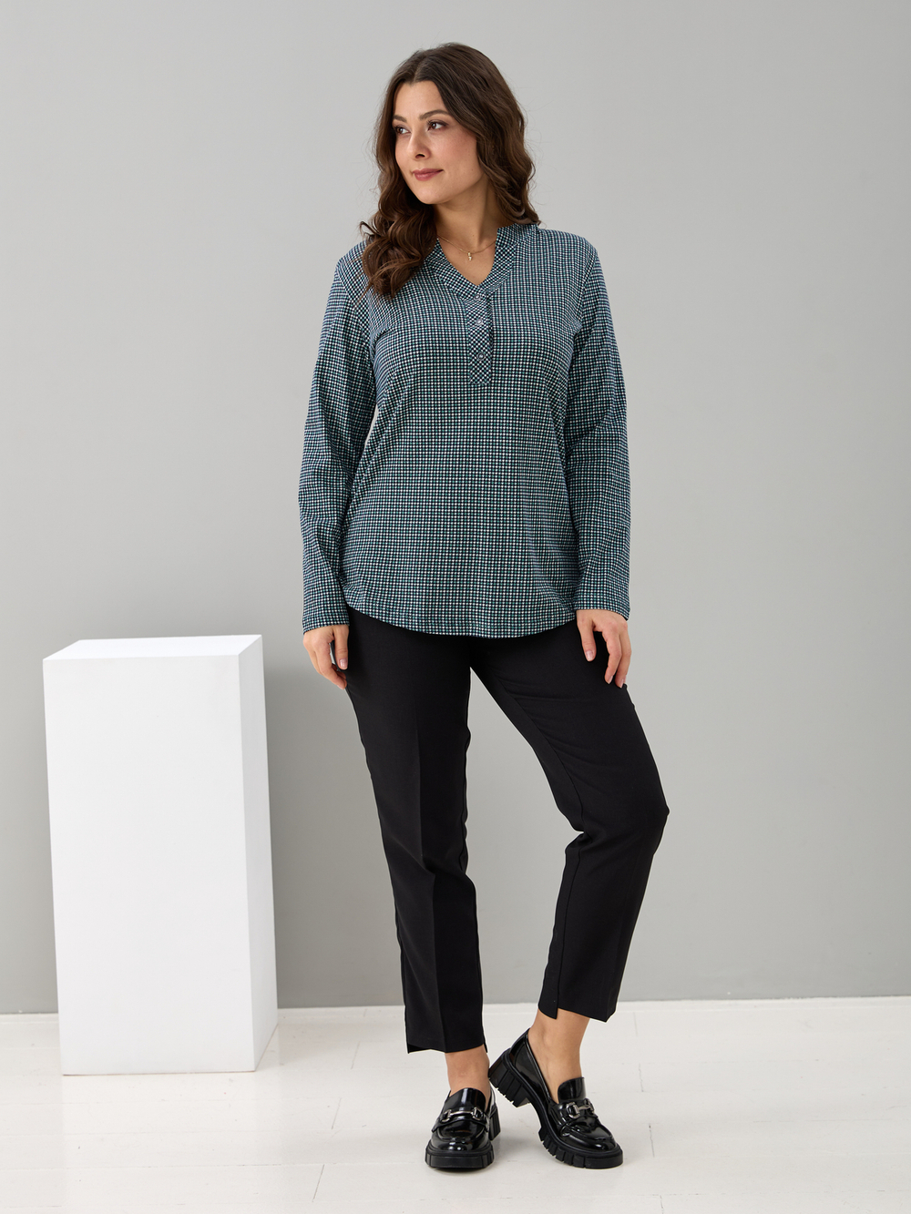 Блузка БЛ-22/пьедепуль-зеленый